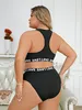 2st Plus Size Casual Lingerie Set Women's Plus Letter Tape Racer Back Seaml Wire Free BH Underwear 52iB#