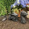 Drachenskulpturen, Kunstharz, riesige Rasenskulptur, Gothic-Fantasie-Drachenfiguren, Kunst, Garten, Terrasse, Rasen, Statuen, Dekoration, 240322