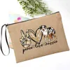 peace Love Dogs Funny Dogs Paws Makeup Bag Corgi/bulldog/schnauger/ Dog Lovers Makeup Cosmetic Cute Toiletry Bag Zipper Pouch 63pc#