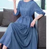 Partykleider Damen Leinen Langes Kleid Elegant Orientalischer Stil Chinesischer Sommer Rock mit einstellbarer Größe