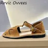Sapatos casuais primavera verão retro tecido oco sandálias planas simples versátil romano feminino diário confortável deslocamento 2024