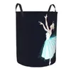 Tvättpåsar Vattentät förvaringspåse Ballerina In Dress Fjärilar Hushållen Dirty Basket Folding Hucket Clothes Organizer