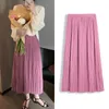 Skirts Suit Fabric Material High Waist Pleated Skirt Drop Feel Light Mature Slim Solid Color Casual