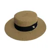 Damer Sun Boater Platt Hatts Small Bee Sequin Straw Hat Retro Guld flätad kvinnlig solskydd Shine Cap RH 240320