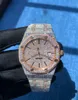 Rose Gold mixte Sier Diamond Roman Numerals Luxury Mens Gise Cumbic Zirconia Watch with Box4497024