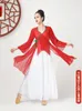 solid Color Chiff Elegant V-neck Suit Bandage Woman Dance Costume Hanfu Women Chinese Traditial Classical Tops Oriental 6XL y3FF#