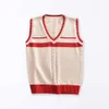 school JK Uniform Sweater Cute Apricot Striped Tank Top Sweater Sleevel Vest Waistcoat For Girls Cosplay adult Knitting Coat 05rI#