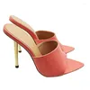 Hausschuhe Orange Frauen Spitz Zapatillas De Mujer Damen Slingback Schuhe Patent Leder Stiletto High Heels Sapatos Feminino