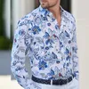 Mäns casual skjortor skjorta mönster plus size gata dagligen långärmad v-ringning spänne modedesigner bekväm och andas