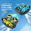 Upgrade V24 Mini RC Drone 3 in 1 Water Land Air Flight Hovercraft Boat Speed Drift Toy 2.4G Quadcopter Waterproof for Kids Boys