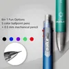 6 en 1 stylo multifonctionnel 0,7 mm stylo à billes 5 couleurs et crayon mécanique de 0,5 mm dans un stylo pour les fournitures de bureau scolaire