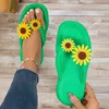 Tofflor kvinnor mjuka sommar flip flower blommor strand sandaler plattform thongs söta utomhus platt chaussures femme