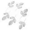 Fleurs décoratives 6 pièces, pendentif feuille de noël, couronne d'arbre artificiel, Branches, poudre scintillante, ornement de feuilles de noël