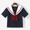 basic Navy Sailor Suit Japanese School Uniform Schoolgirl Seifuku Student Anime Cosplay Costume Women Sexy JK Pleated Skirt 383w#