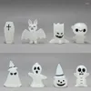 Décoration de fête 8 pièces Figurines miniatures d'Halloween brillent dans le décor fantôme lumineux sombre Micro fée de paysage