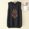 womens Jumper Plus Size Loose Sleevel Sweaters Vest Floral Jacquard Knitted O-Neck Curve Pullover Autumn E2-1168 53ZJ#