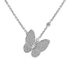 Brand de créateur Van Butterfly Collier en diamant complet pour femmes 18K Gold rose plaquée avec pendentif à chaîne de col Badifonnance avec logo