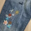 Jeans da donna Mori Kei Donna Primavera Autunno Bottone con nodo Fiori Ricamo Pantaloni Harem in denim allentato Abbigliamento vintage giapponese