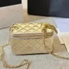 Designer Makeup Bags Box Gold/Silver Ball Lambskin Diamond Lattice Crossbody Bags For Women With Mirror Card Holder Fashion Brands Shoulder Bag Box Bag Kosmetisk väska