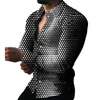 Herren Freizeithemden Top Shirt Party T Dress Up 3D-Grafik Button-Down-Kragen Langarm Herren Männlich Bequeme Mode