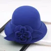 Wolle Fedoras Filz Cloche Hüte Vintage Floral Wärmer Eimer Hüte 9 Farben Bowler Hüte Damen 240319