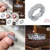 Anneaux de mariage Eternity Band Bague Pear Cut Aaaaa Cz Sier Couleur Engagement pour les femmes Bridal Fine Party Bijoux Cadeau Drop Livraison Ottxe