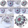 Anneaux de mariage Ufooro Blooming Love Flower Ring Colorf Zircon Femelle Or Blanc Anniversaire de Fiançailles Pour Femmes Drop Livraison Bijoux Dhsgf