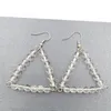 Boucles d'oreilles pendantes en forme de Triangle XSM, cristal blanc, perles rondes naturelles, pierres, boucles d'oreilles pour femmes et filles, bijoux à breloques, 1 paire