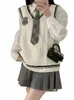 cosplay scuola maglione ragazza carina coreano inverno giapponese uniforme lavoro a maglia Lg donne imposta manica con scollo a V n4Oh #