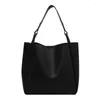 Trekkoord Grote Capaciteit Dames Vintage Emmer Tas Mode Dames Tote Reizen Winkelen Effen Kleur Dame Handtas