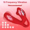 Klitoris slickande G -vibrator 2 i 1 bröstvårtor klitoralis stimulator med 10 vibrerande lägen dildo vibrator, vuxna sexleksaker för kvinnor par g spot stimulator (röd)