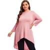 plus la taille Lg manches élégante tunique chemisier femmes lg salut coupe basse évasée printemps automne swing hauts t-shirt grande taille vêtements 7XL m45h #