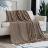 Battaniye geometrik figür örgü battaniye düz renk waffle kabartmalı İskandinav kanepe dekoratif ofis şekerleme