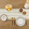 Macrame Style Boho Table Runner Ivory Table Runners for Farmhouse Woven Wedding Rustic Home Dining Table Decor 240328