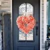 Fiori decorativi Ghirlanda di cuori Ghirlande di rose di seta per la porta d'ingresso 15,75 pollici Appendiabiti per decorazioni per San Valentino