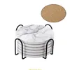 Tazze Piattini Per Uso Domestico In Marmo Bianco Ceramica Assorbente Con Supporto In Metallo Base In Sughero Sottobicchieri Antiscivolo Antigraffio Set