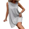 夏のウエスタンスタイルのスカートレディムスリムフィットスリミング斜め襟の袖なしドレス