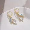 Dangle Earrings Korean Fashion Jewelry Crystal Leaf Statement For Women Brincos Pendientes Stud Wholesale