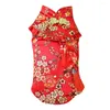 Dog Apparel Chinese Style Dogs Cats Tang-Suit Exquisite Buckle Stand Collar Shirt Year Tang-Style Pet Costume Traditional Puppy Clothes