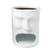 Kubki Śliczne ceramiczne kubek stylowy kubek herbaty z herbatnikiem twarz woda do domowego biura unikalna kawa