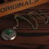 Vintage Bronze Quartz Pocket Watch Necklace Green Pocket Watch Necklace Pendant for Men Women Gift for Men Women Watch313m