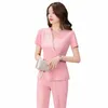 bellezza Sal estetista uniforme Spa massaggiatrice abbigliamento femminile chiodo tecnico Hotel Frt scrivania abiti da lavoro Top Plus pantaloni Set R5K3 #