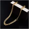 Kedjor Fashion Luxury Jewerly 18K Yellow Gold Cuban Chain 10mm Bredd Nalband för kvinnor och män 60 cm 23.6 tum Drop Leverans smycken Ne Dhung