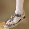 Top primavera verão confortável plana estilo romano sandálias sapatos de salto flip flop flops para mulheres moda na moda 240228