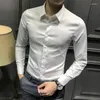 Herrklänningskjortor man toppar vanlig klädverksamhet och blusar för män långärmad formell cool asia silkeslim fit designer normal i s