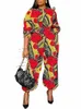 plus Size VONDA Printed Jumpsuits Fi Women Vintage Lg Sleeve High Waist Casual Overalls Loose Bohemian Belted Playsuit j7U9#