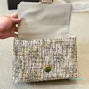 Wollen crossbody tas ontwerper schoudertassen verwijderbare riem gouden hardware magnetische knop slikpatroon kleine tote portefeuilles 26 cm