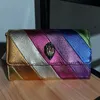 Kurt G Luxury Clutch Bag Multi Colorful Patchwork Handbag Elegant And Stylish Dinner Metallic Chain Jointing Purse 240326