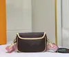 Designer Wave Multi Crossbody Pochette Leather Strap Brown Canvas Purple Shoulder Bag Handväska