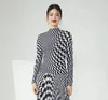 Arbetsklänningar Miyake Fold 2024 Winter Advanced Sense Suit Black and White Plaid Base Shirt Top High midje kjol Tvådelat set